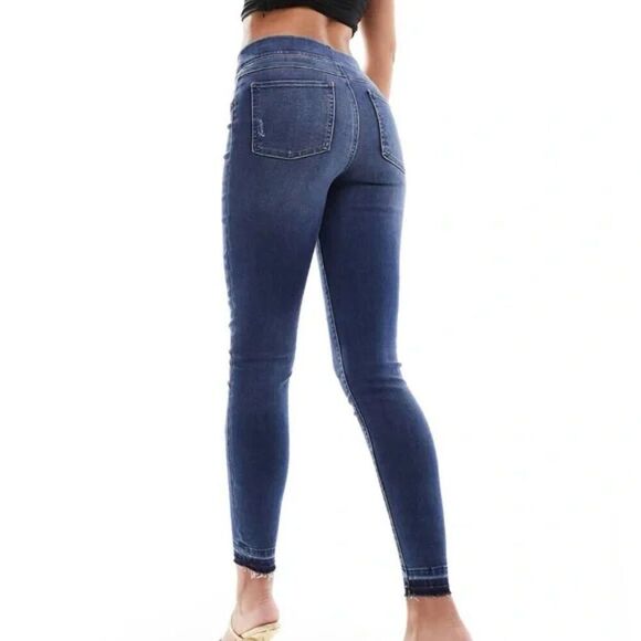 SPANX Distressed High Waist Ankle Skinny Jeans Medium Wash SMALL - Picture 2 of 15